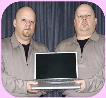 lenny & Kenny with a laptop looking at this website - LOL